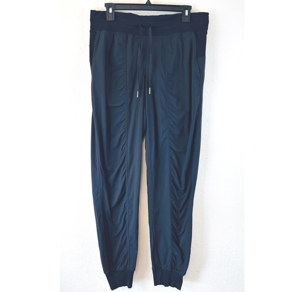 Lululemon Beyond the Studio Jogger Black Ruched High Rise Pants Size 10